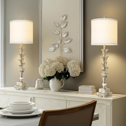 Touch Control Table Lamp Set of 2 with USB Ports and White Shade L622