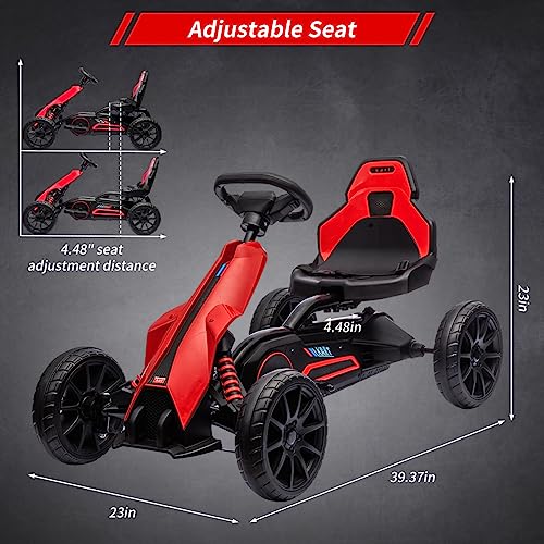 12V 7Ah Battery Powered Electric Drift Kart with Adjustable Speed and Safety Belt, Black S9422