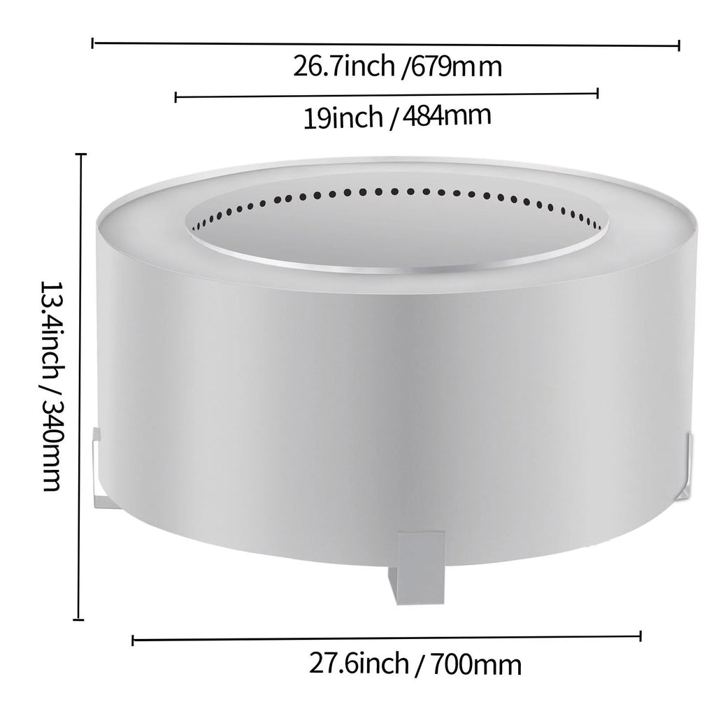 Stainless Steel 27.6 inch Wood Burning Fire Pit Q774421