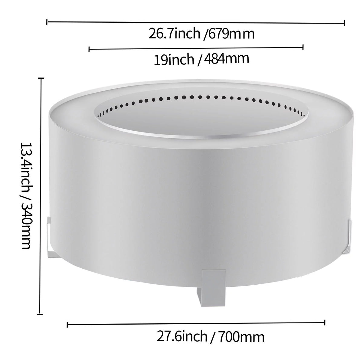 Stainless Steel 27.6 inch Wood Burning Fire Pit Q774421