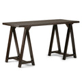 Solid Wood 56 inch Wide Writing Desk Dark Chestnut Brown G224088