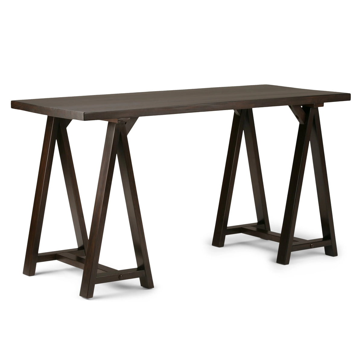 Solid Wood 56 inch Wide Writing Desk Dark Chestnut Brown G224088
