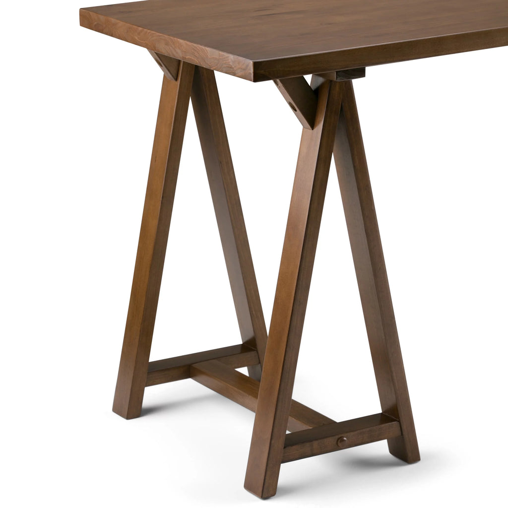 Solid Wood 56 inch Wide Writing Desk Dark Chestnut Brown G224088