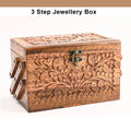 Hand Carved Wooden Jewelry Organizer with Lock T9891
