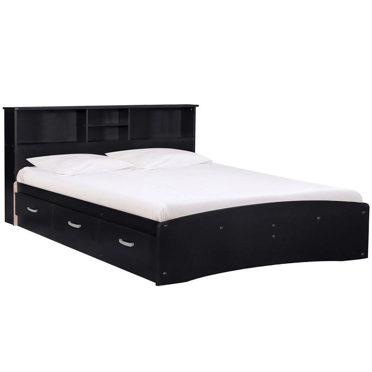 Black Queen Captains Bed and 5-Drawer Dresser Set B77356