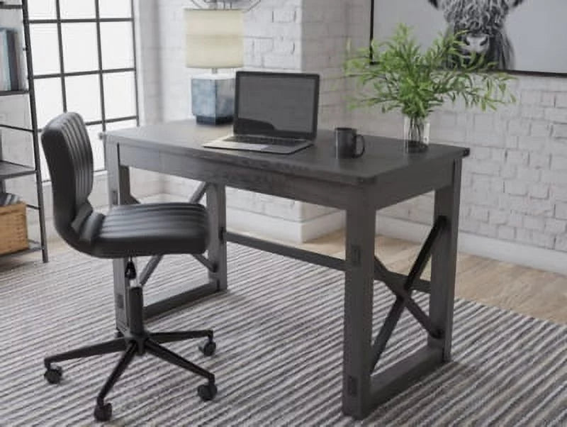 Dark Gray Rustic Farmhouse Home Office Desk L42299