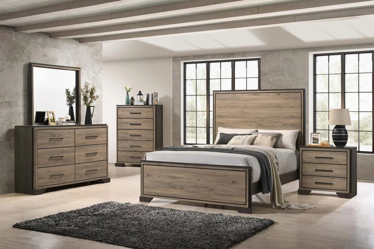 5-piece Eastern King Bedroom Set Brown and Light Taupe C65532
