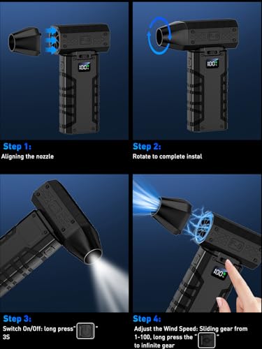 Cordless Electric Air Duster 130000RPM with LED Light L100