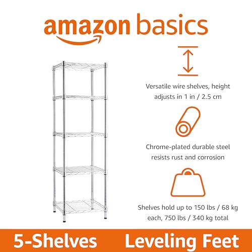 3-Shelf Adjustable Steel Wire Rack Shelving, Black R19436