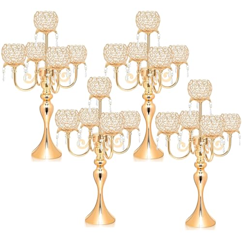 Black Metal Crystal Tea Light Candle Holders Set U9374