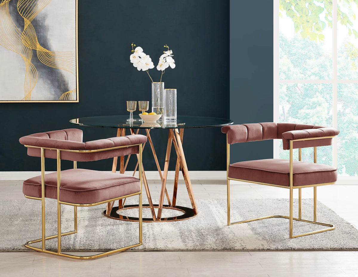 Velvet Dining Side Chair with Gold Plated Metal Base O9328
