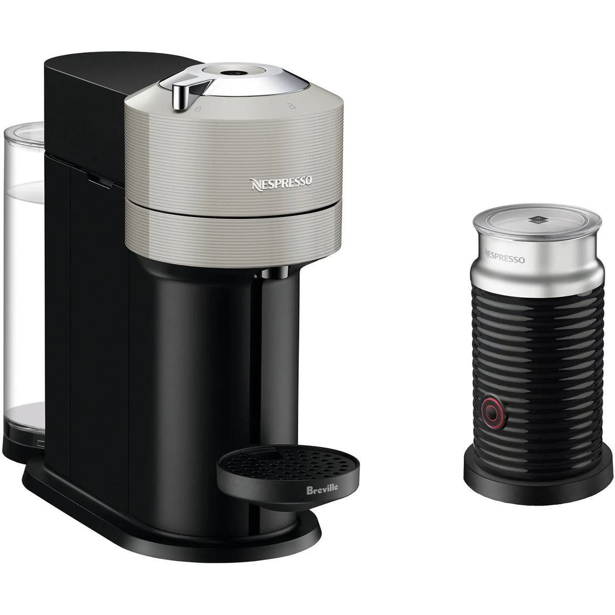 Light Gray Coffee and Espresso Maker with Black Milk Frother B919791