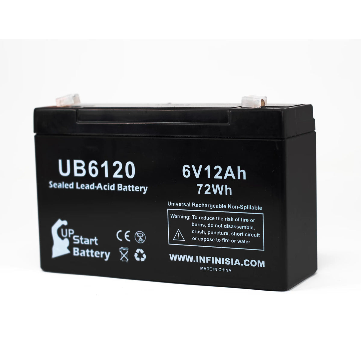 6V 12Ah Sealed Lead Acid Battery with F1 to F2 Terminal Adapters K20199