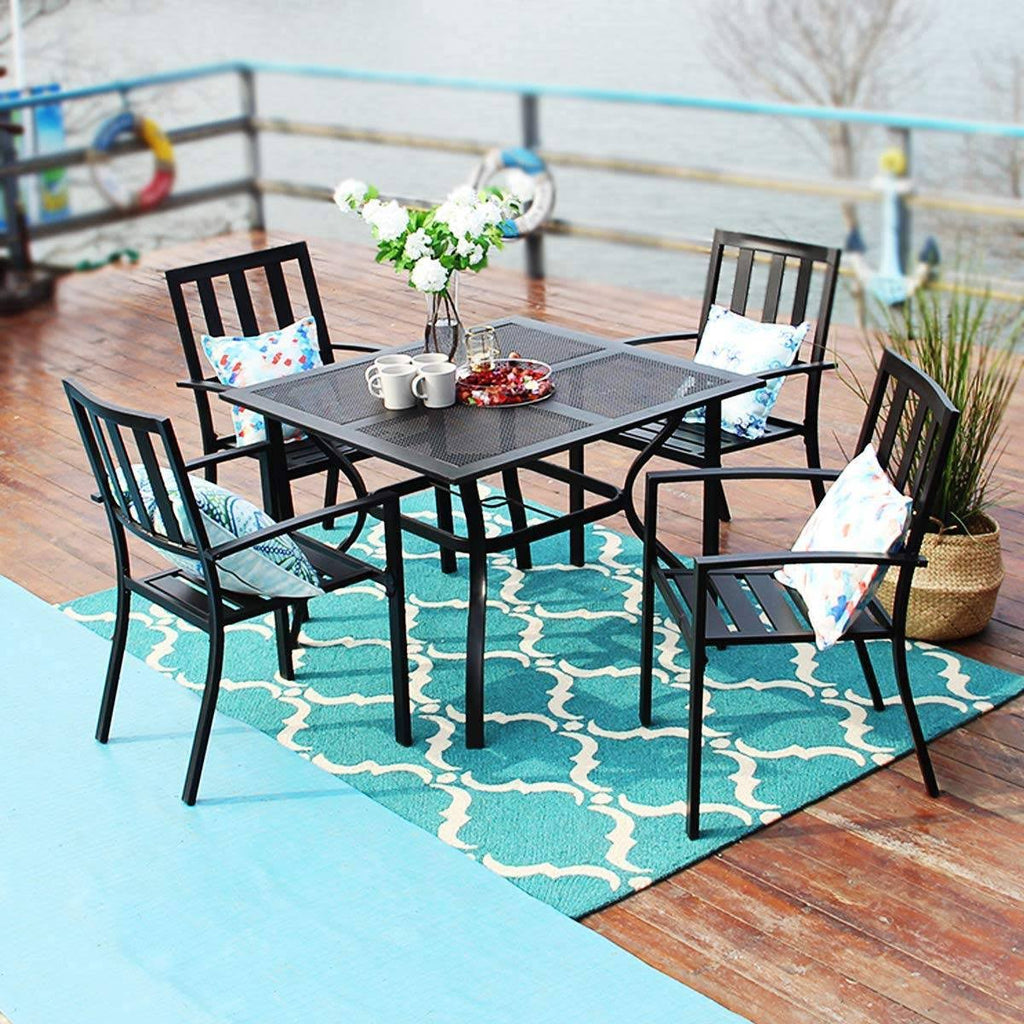 5pc Metal Indoor/Outdoor Dining Table with Arm Chairs G273511