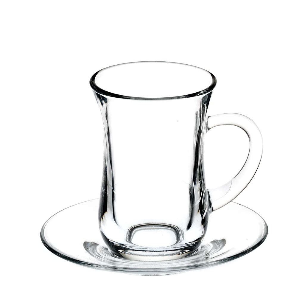 Clear Glass Turkish Tea Set, 6 Cups & 6 Saucers P7964