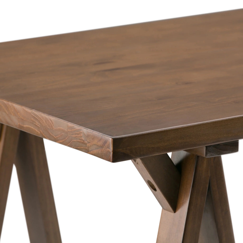 Solid Wood 56 inch Wide Writing Desk Dark Chestnut Brown G224088