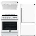 30 Electric Range, Range Hood and Refrigerator in White with Silver Handles L880991
