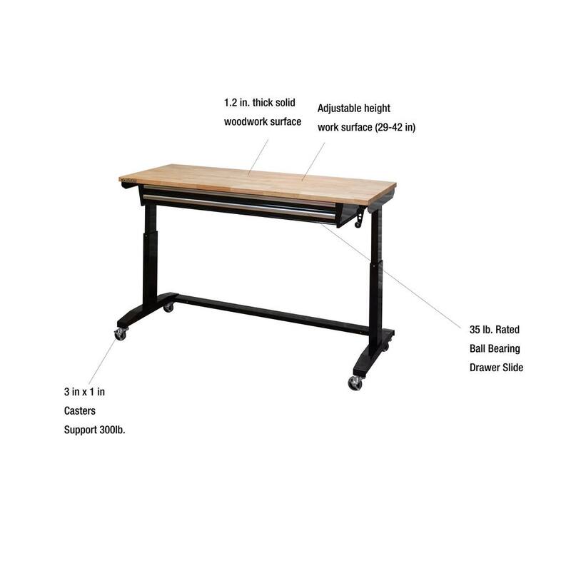 Adjustable Height Workbench Table with 2 Drawers N1137