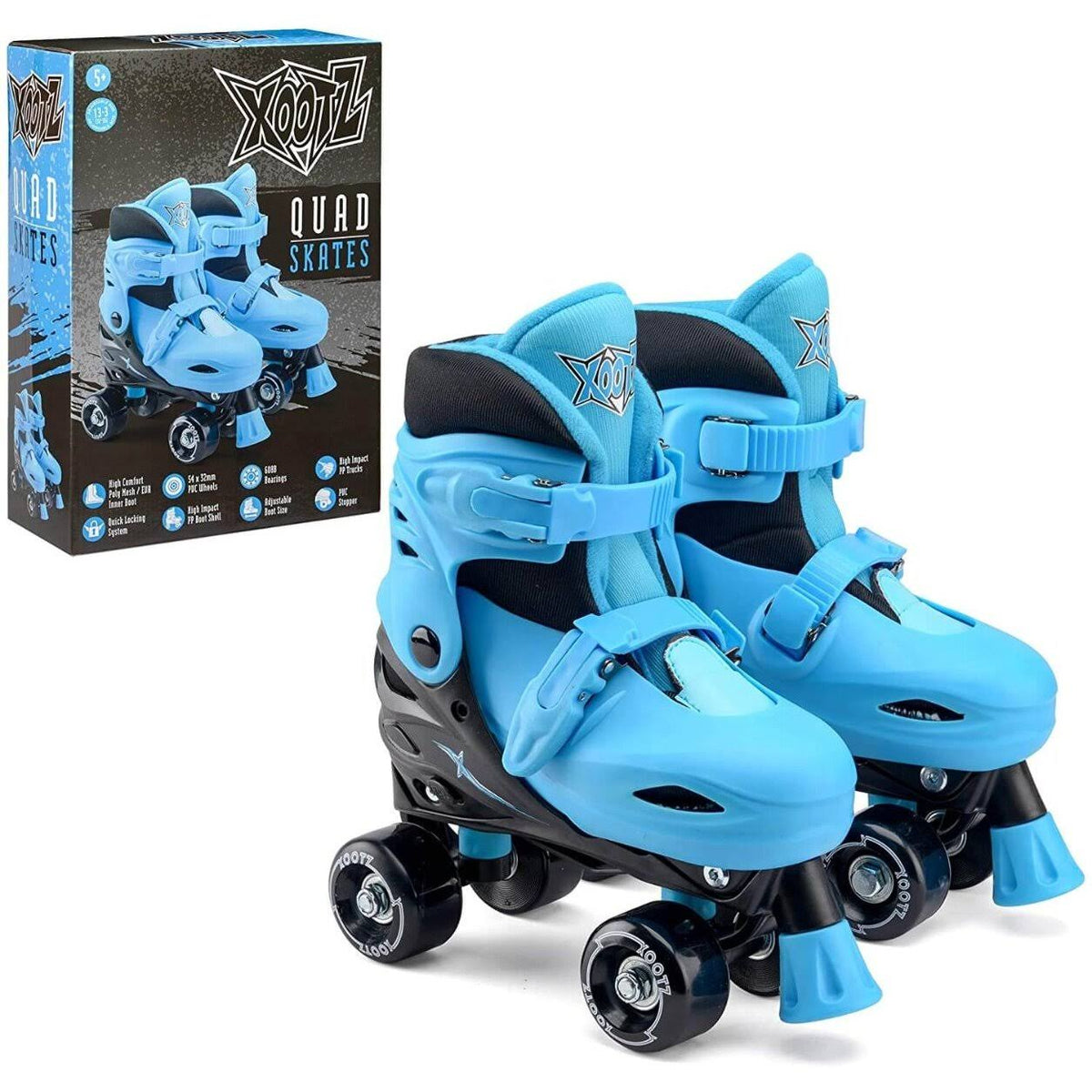 Blue Black Medium Quad Roller Skates P715
