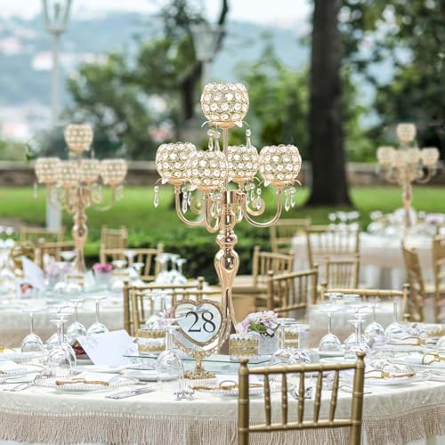 Black Metal Crystal Tea Light Candle Holders Set U9374