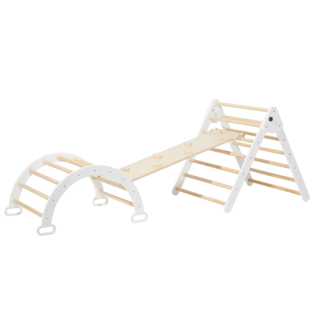 Foldable Wooden Climbing Triangle Arch with Ramp and Slide A7977