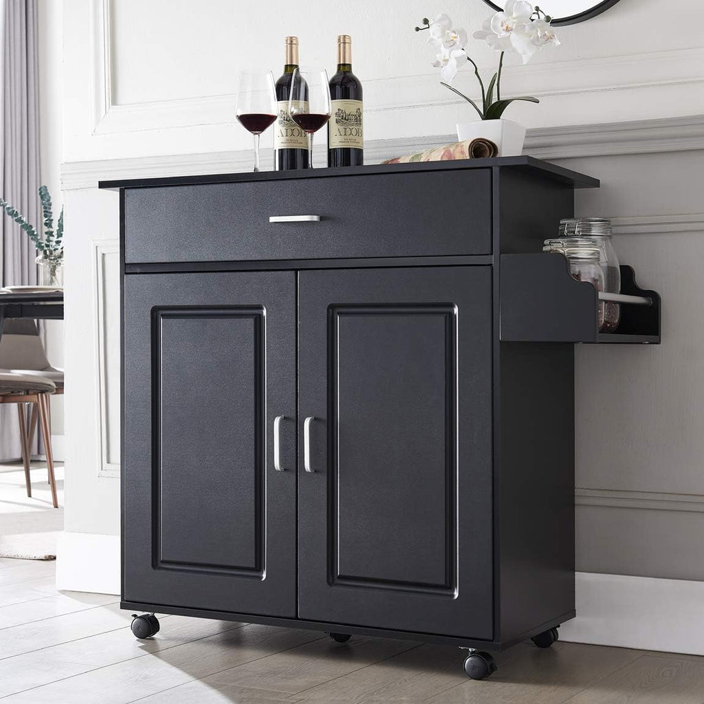 White Kitchen Island with Storage on Wheels X171