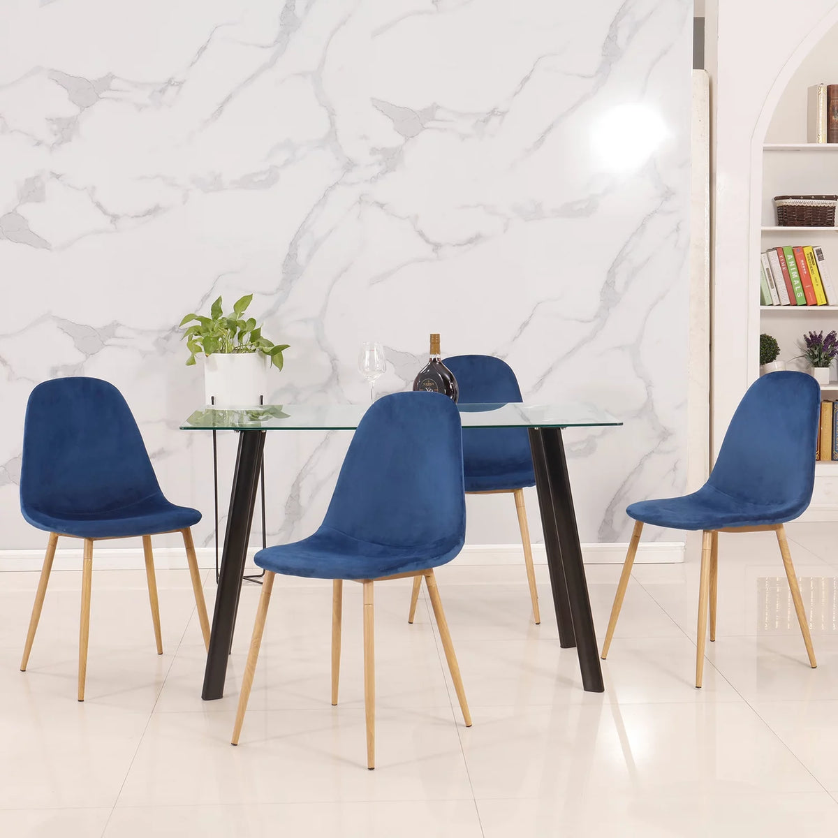 Velvet Upholstered Dining Chairs Set of 4 E4187