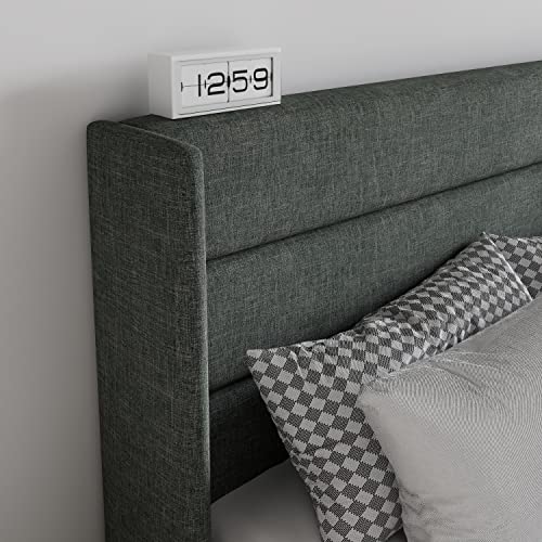 Queen Size White Velvet Upholstered Platform Bed with Storage A5245