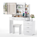 White Makeup Vanity Desk with Lighted Mirror and 3-Drawer Chest F448