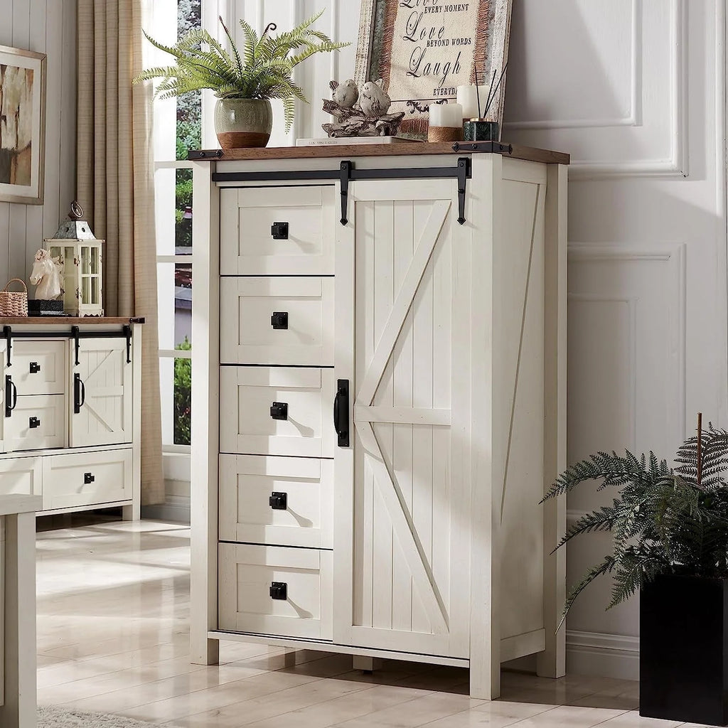 5 Drawer Dresser with Barn Door Y7747