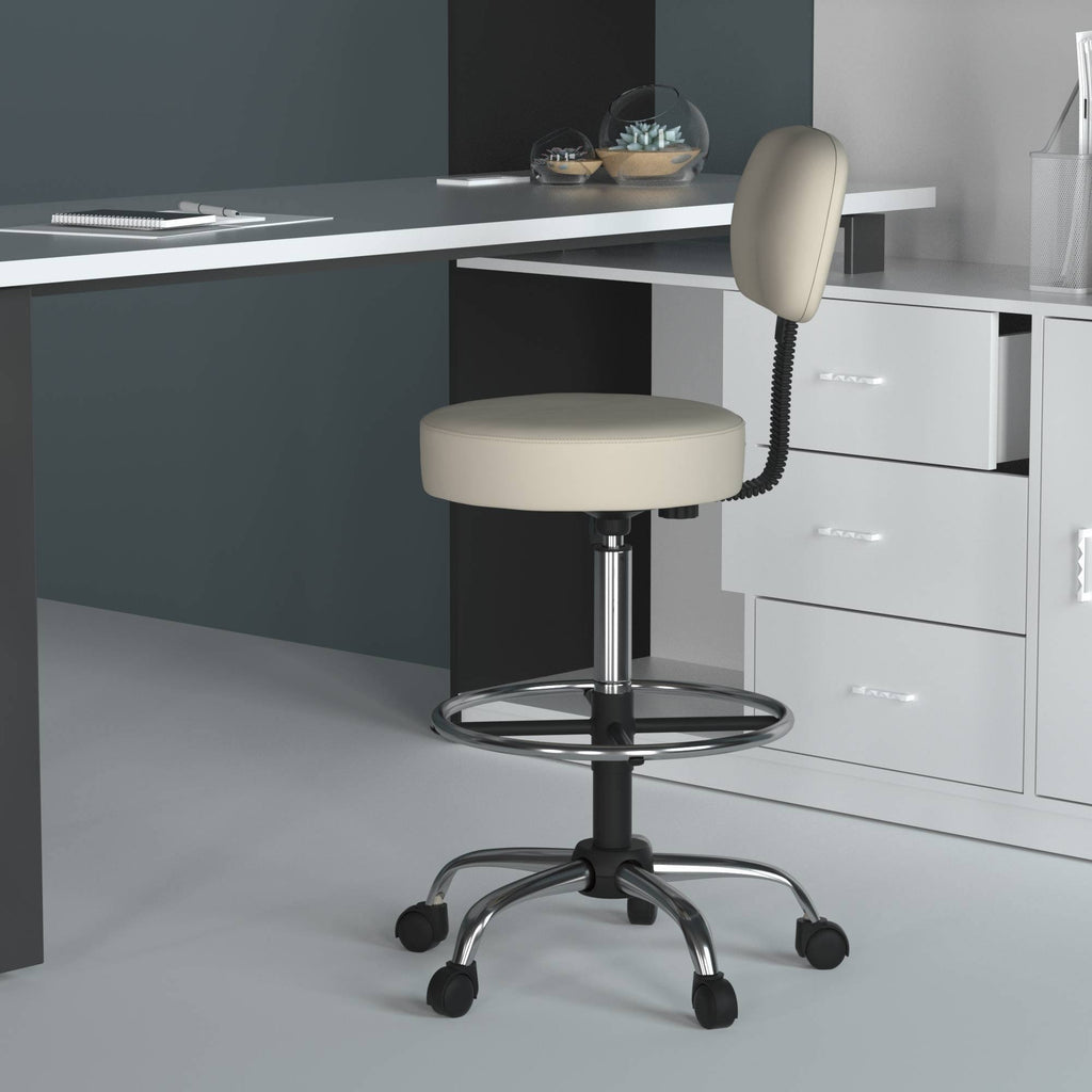 Beige Caressoft Medical Drafting Stool with Back Cushion T63802