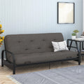 Full True Black Polyester Linen Futon Mattress F2365
