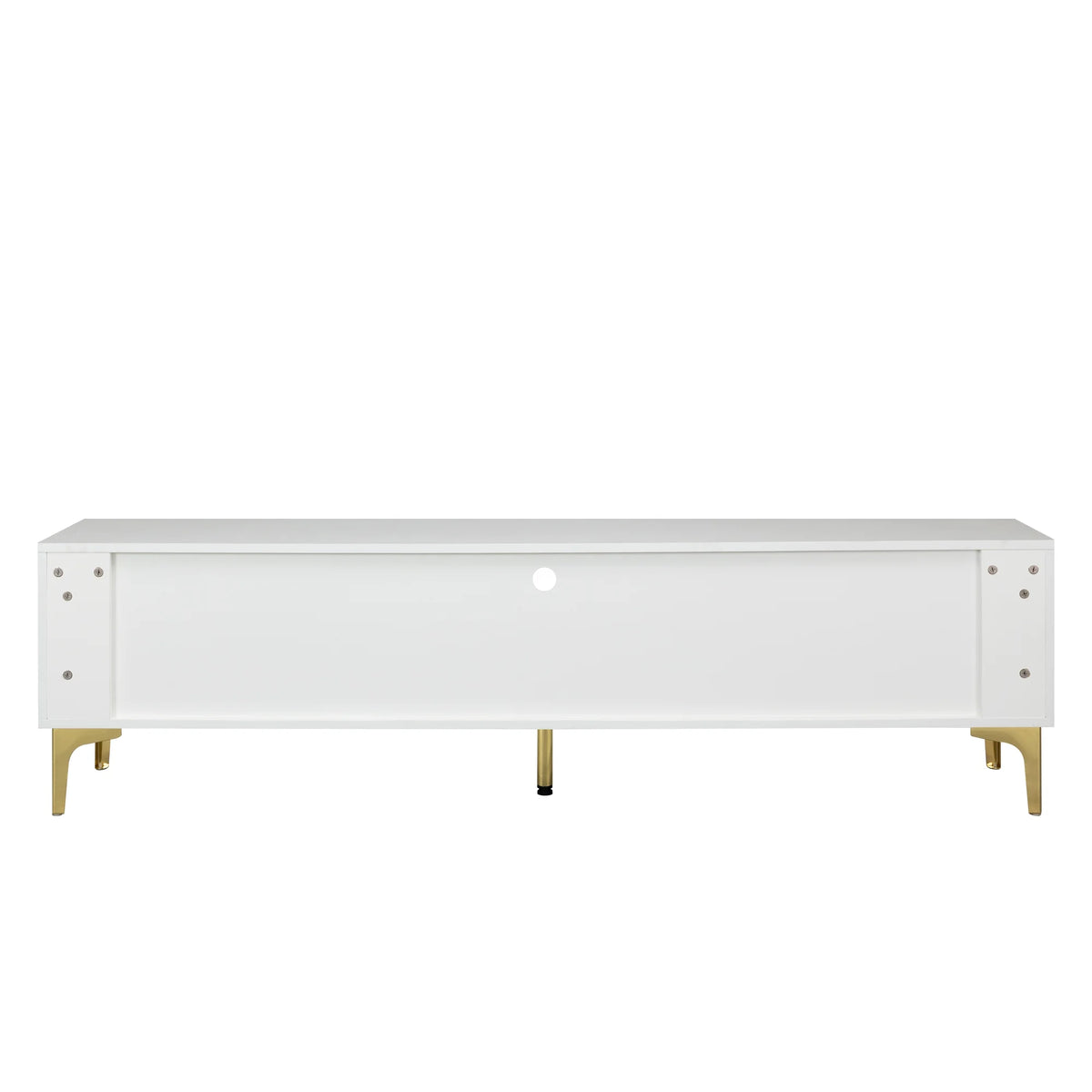 White TV Stand with LED Lights and Gold Metal Legs H883