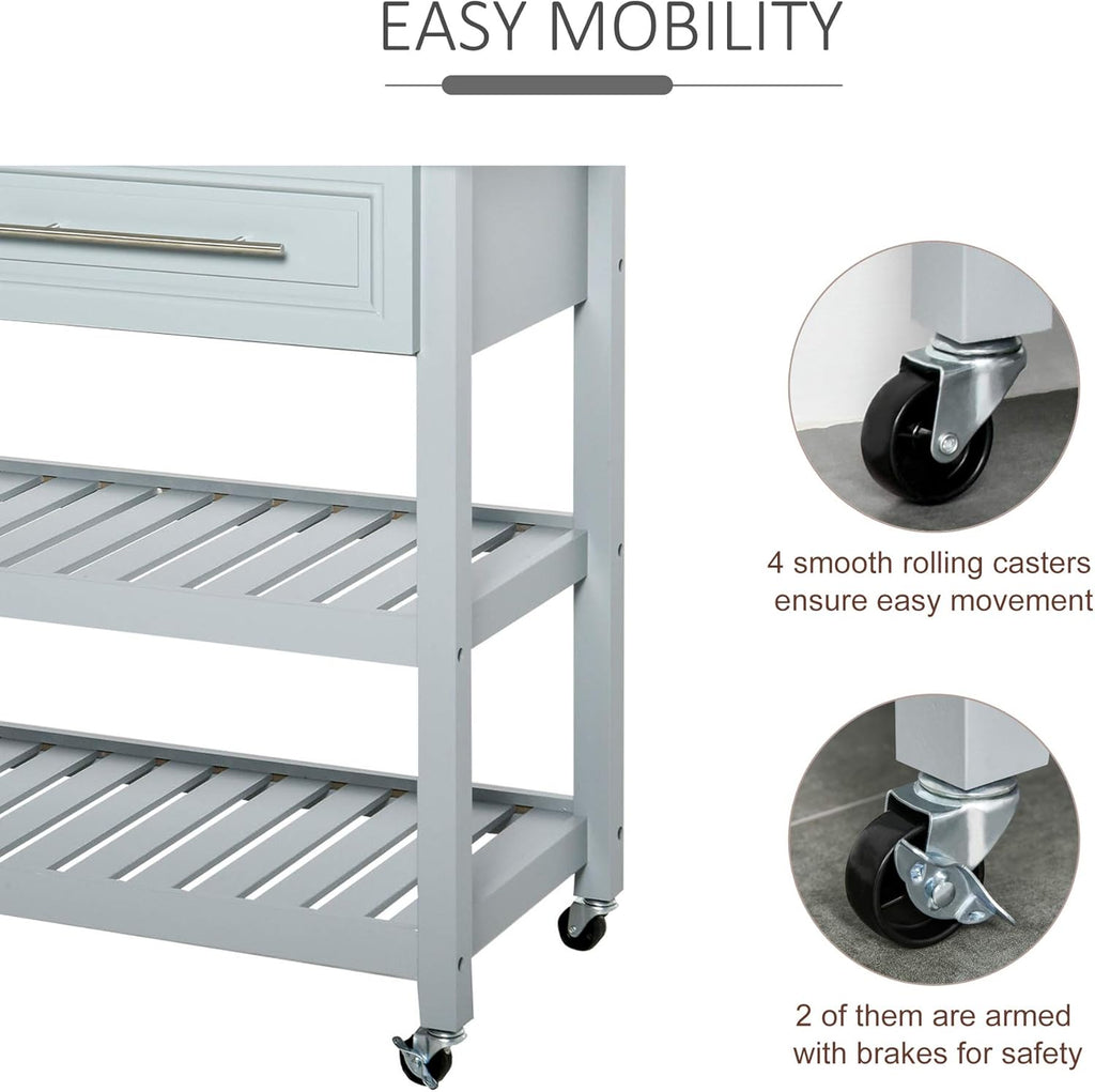 Rolling Kitchen Island Cart with Drawers and Shelves K47756