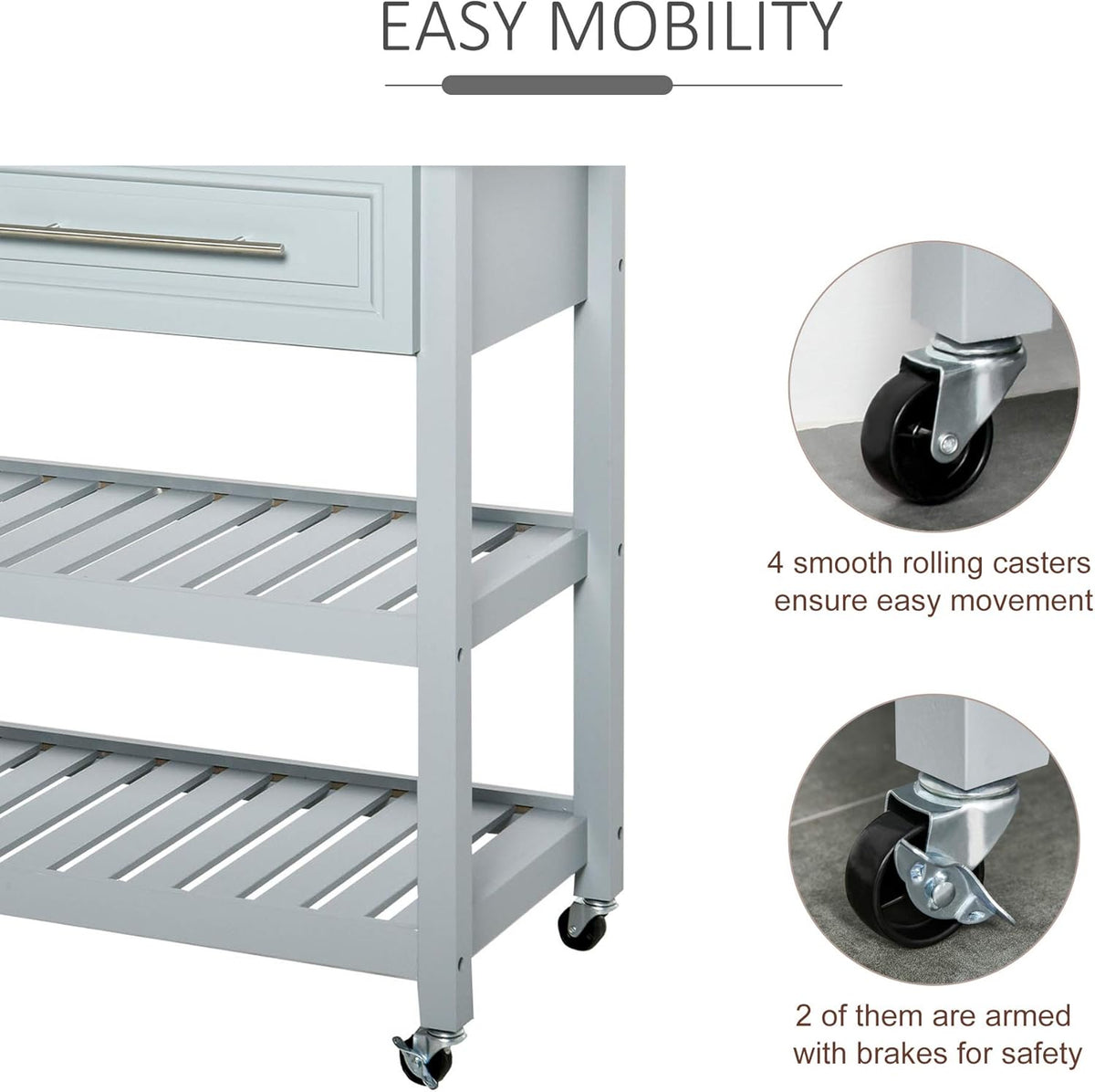 Rolling Kitchen Island Cart with Drawers and Shelves K47756