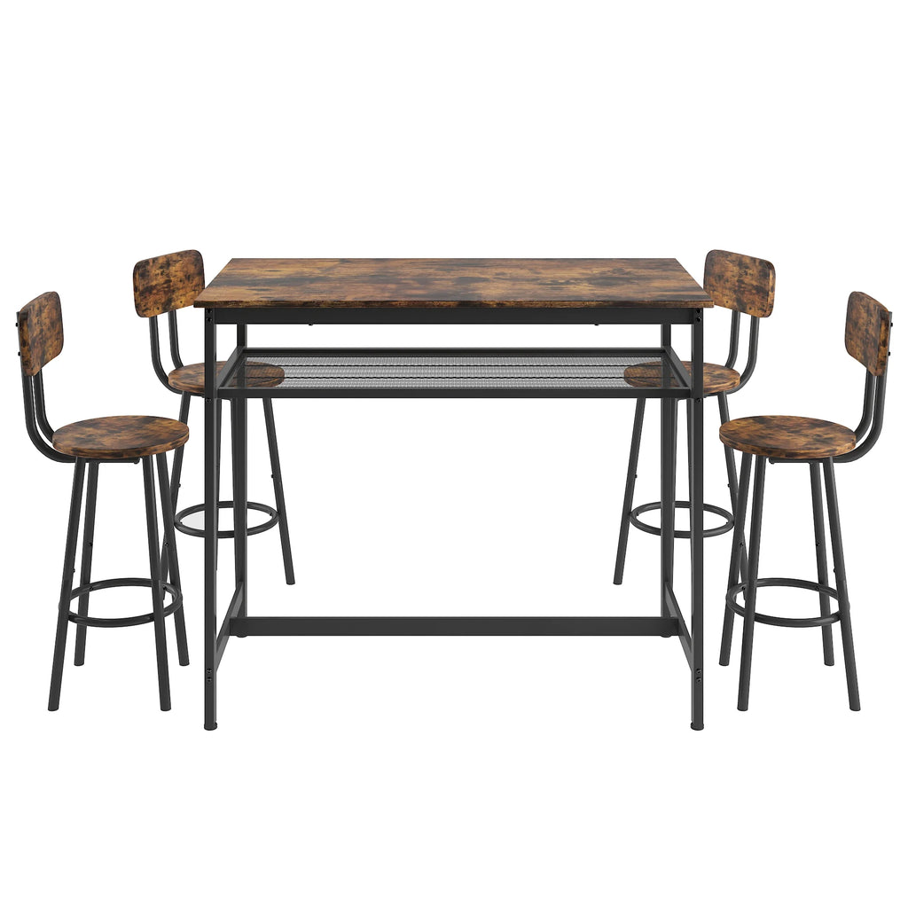 Brown 5 Piece Counter Height Dining Table and Chairs Set D7587