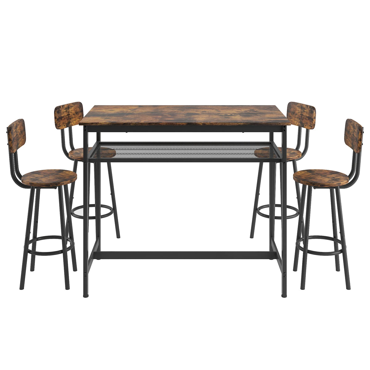 Brown 5 Piece Counter Height Dining Table and Chairs Set D7587