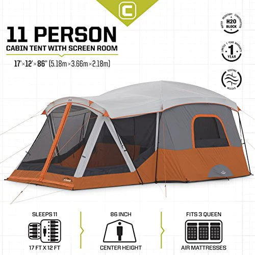 17' x 12' Cabin Tent with Screen Room, Sleeps 11 I8386