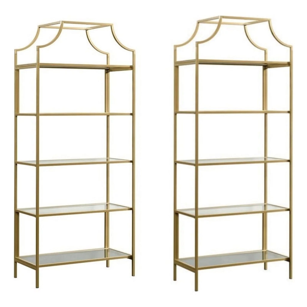 5 Shelf Metal Framed Bookcase Set of 2 X3331
