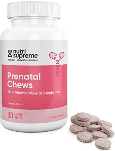 Chewable Prenatal Vitamin with 800 MCG Folate, Iron, Cherry Flavor, 90 Count Y221