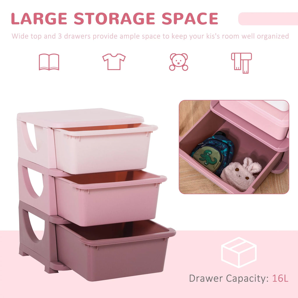 Blue 3 Tier Kids Storage Unit Dresser Tower G66025