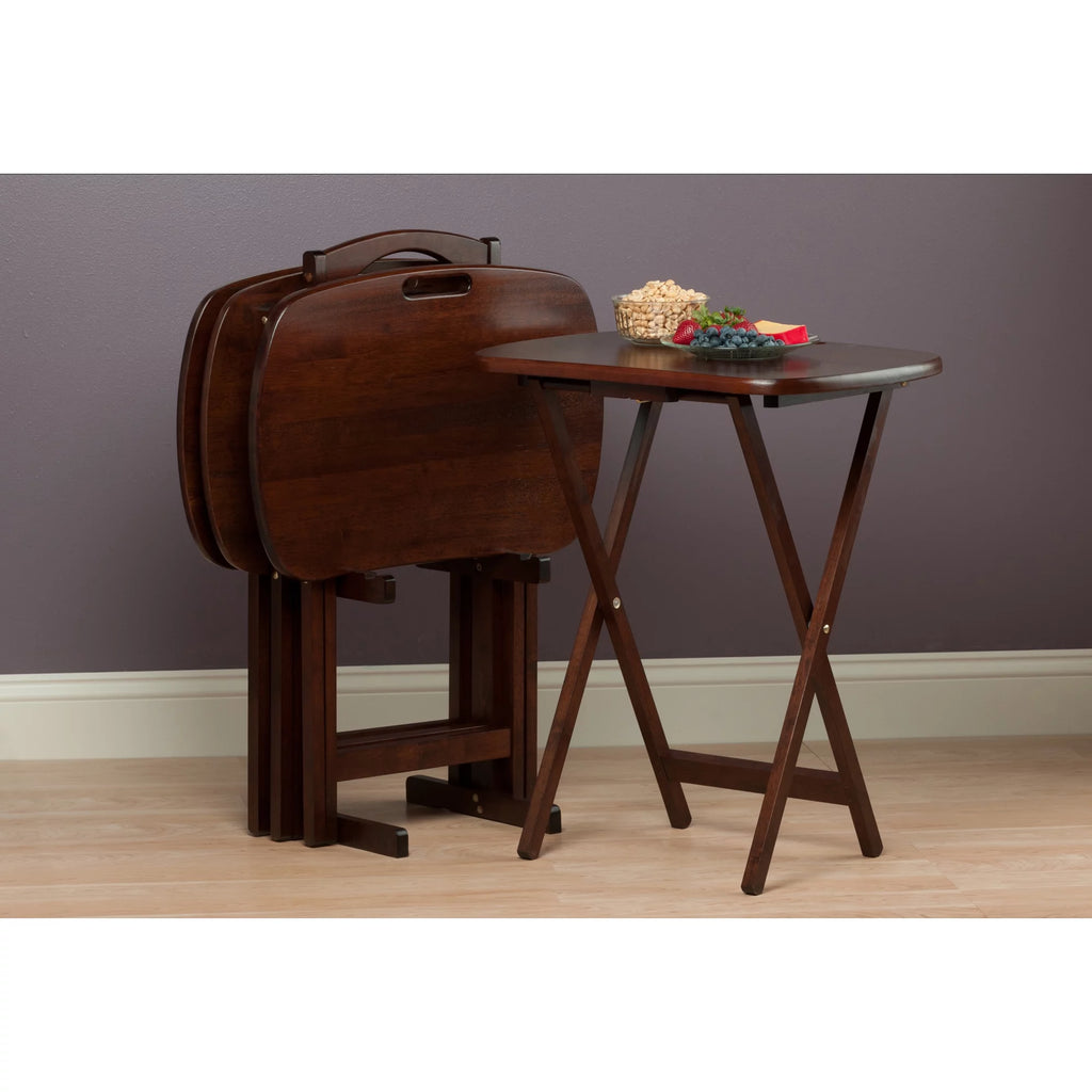 Set of 4 Walnut Folding Snack Table C491259