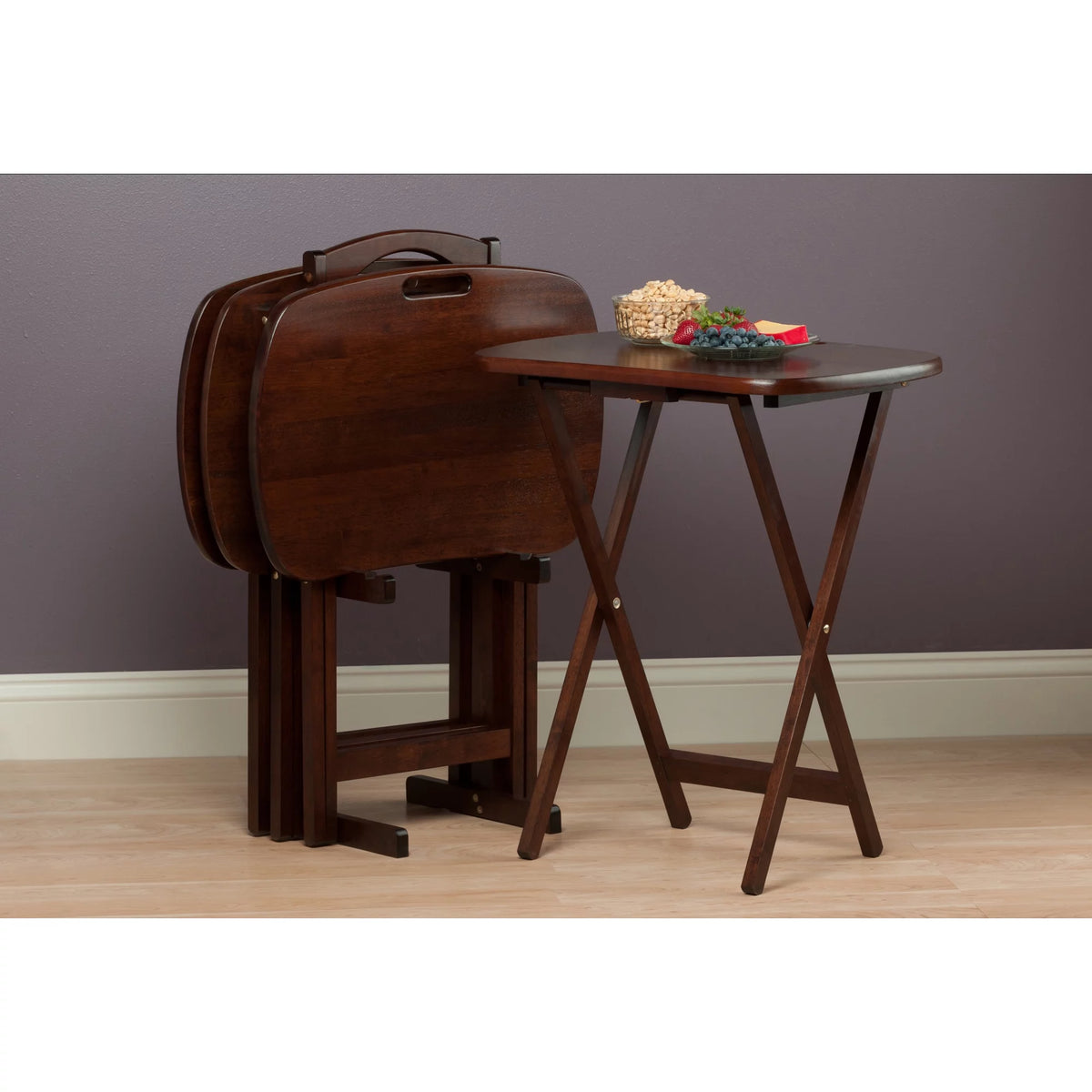 Set of 4 Walnut Folding Snack Table C491259