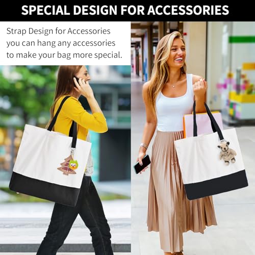 6 Pack Canvas Tote Bags with Zipper O258