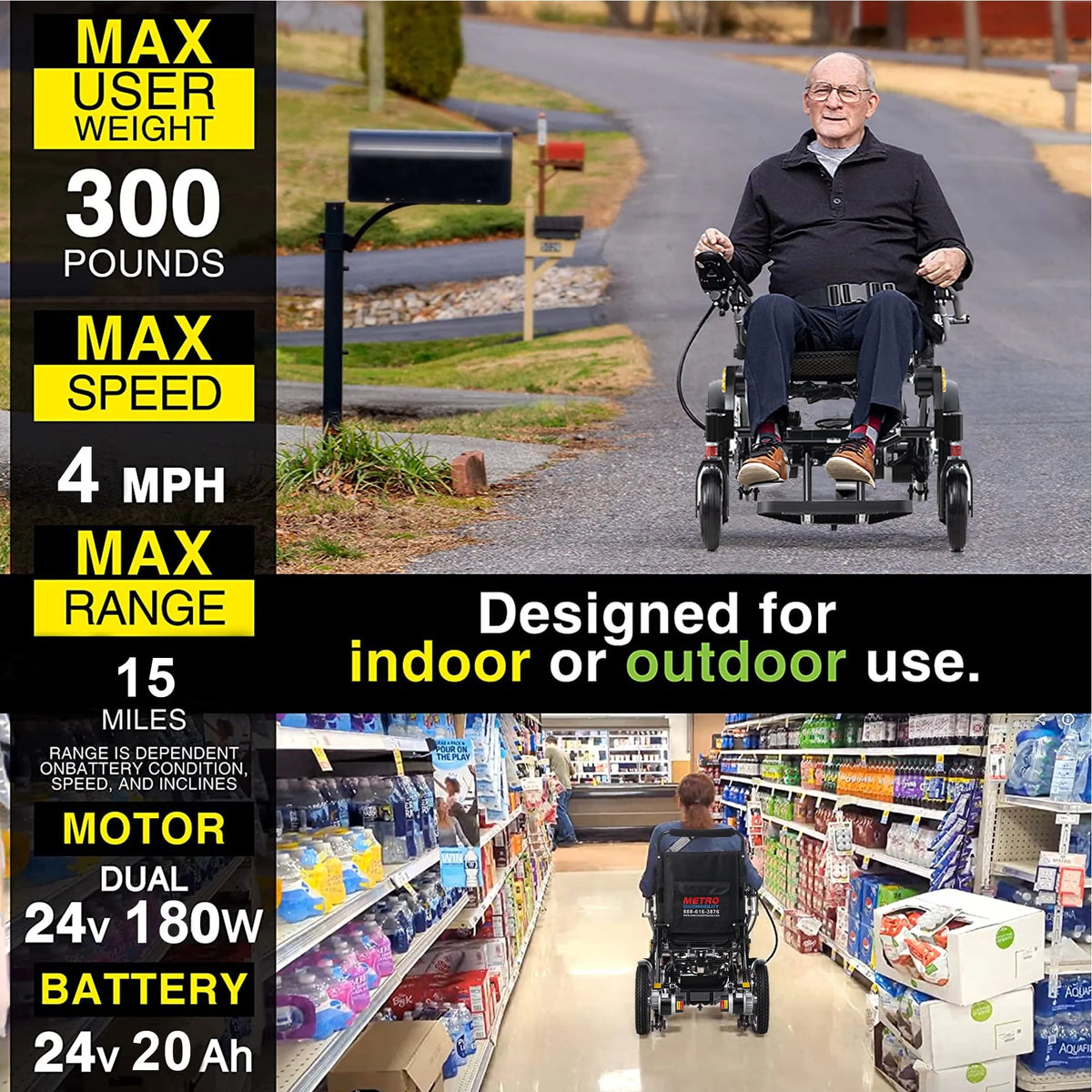 Lightweight Portable Folding Electric Wheelchair with Gel Seat Cushion K58616