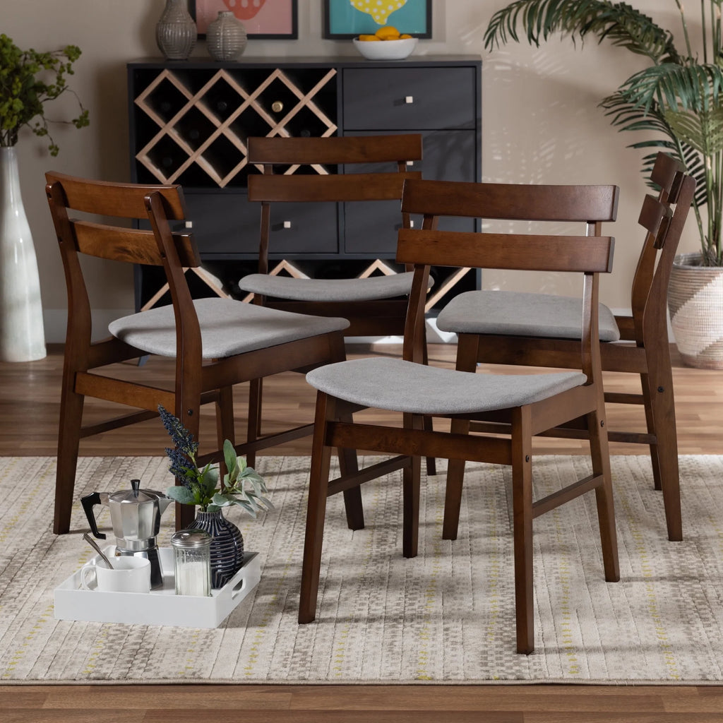 Light Grey Fabric Upholstered 4-Piece Dining Chair Set P16869