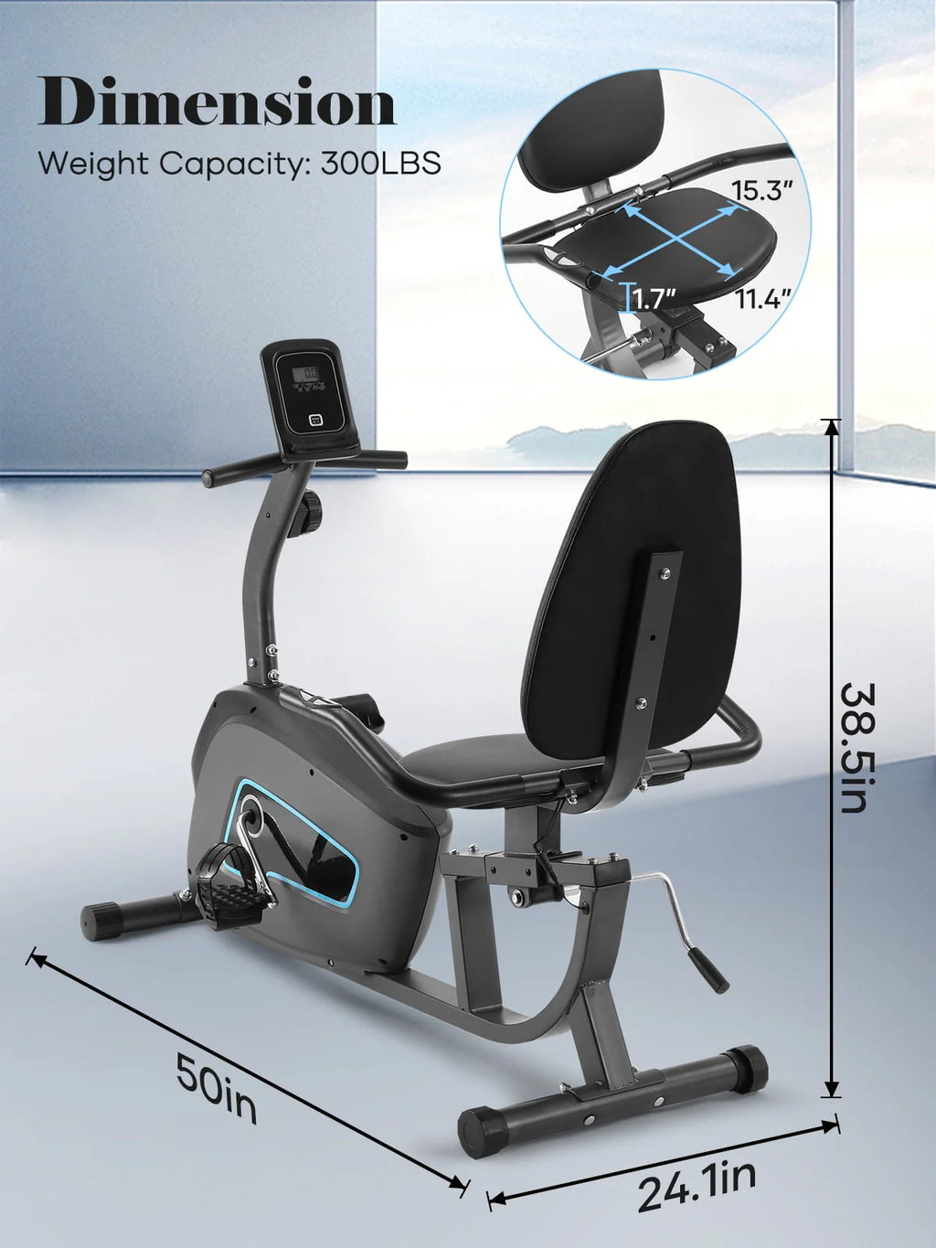 Indoor Recumbent Exercise Bike with Adjustable Seat K81195