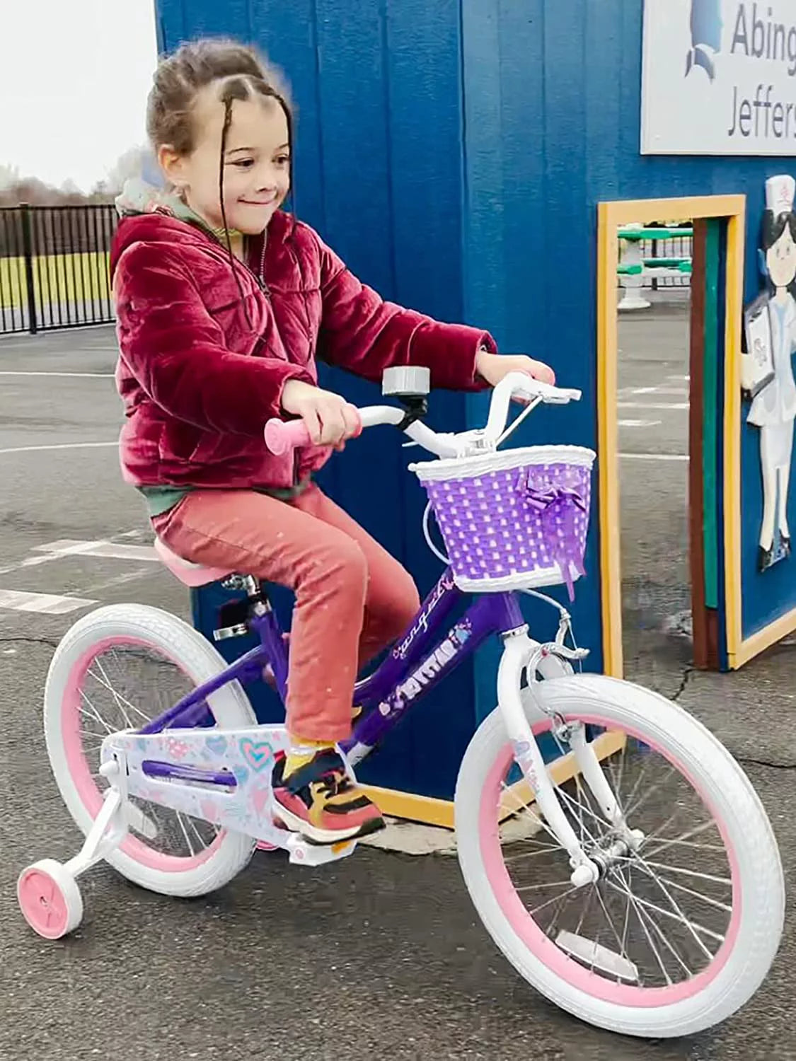 12 14 16 18 Inch Kids Bike with Training Wheels & Basket W25500