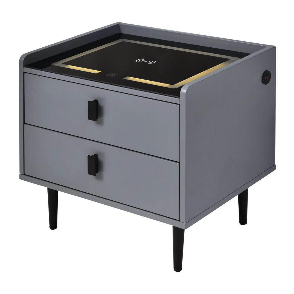 Gray Side Table with Wireless Charging Station T794