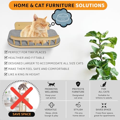 3 Steps Hardwood Cat Wall Shelves O90981